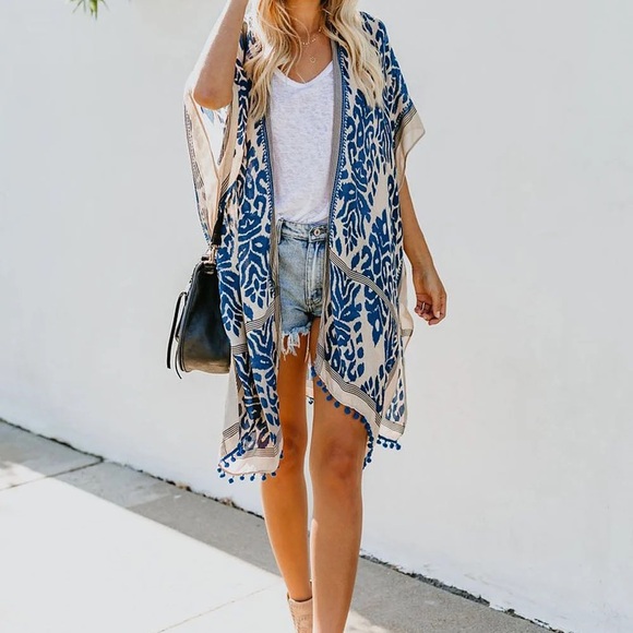 Women Kimono summer beach cover up cardigan - Picture 6 of 6